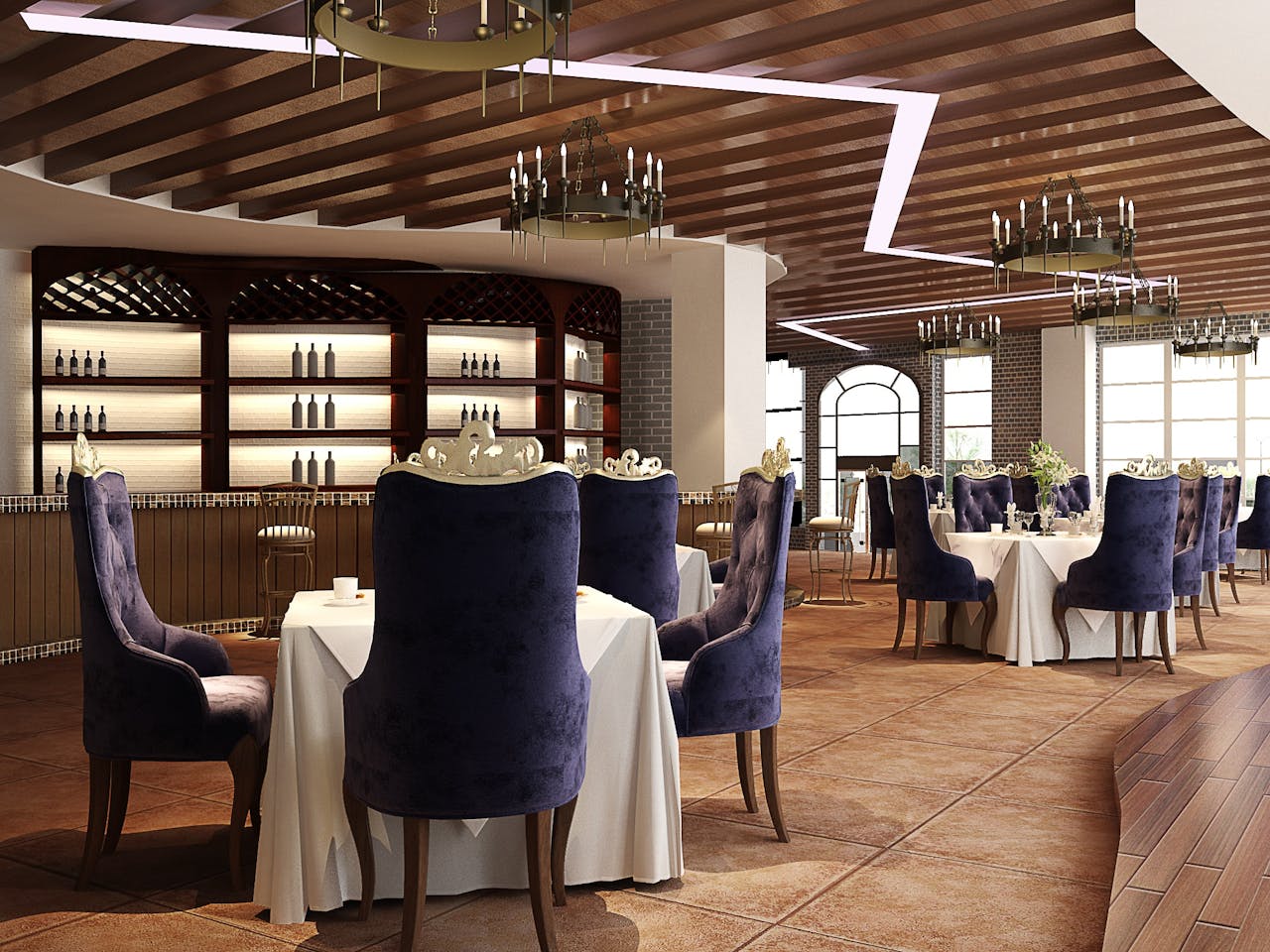 about-us Sophisticated luxury restaurant interior featuring elegant chandeliers and plush seating, perfect for fine dining.